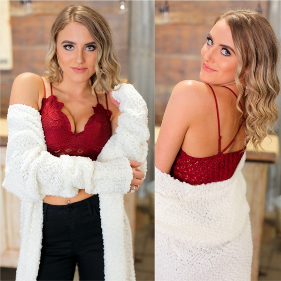 LAST ONE! Burgundy Lace Bralette with Padding - Picture 3 of 8